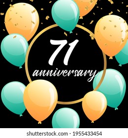 Celebración del 71 aniversario, diseño vectorial para celebraciones, tarjetas de invitación y tarjetas de felicitación