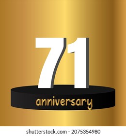 Celebración del 71 aniversario, diseño vectorial para celebraciones, tarjetas de invitación y tarjetas de felicitación