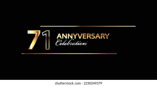 71 Year Anniversary celebration Vector Design. 71st Anniversary celebration. Gold Luxury Banner of 71st Anniversary celebration.  Vector anniversary