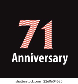 Celebración del 71 aniversario, diseño vectorial para celebraciones, tarjetas de invitación y tarjetas de felicitación