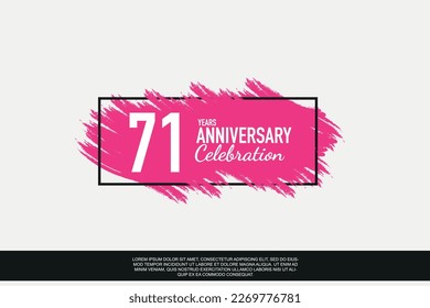 71 year anniversary celebration vector pink design in black frame on white background abstract illustration logo	
