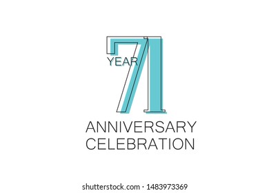 71 year Anniversary, Sleek and Clean Design, Inspired by Comic and Magazine Looks, Pastel Blue Color, Dedicated for invitation, greeting card - Vector