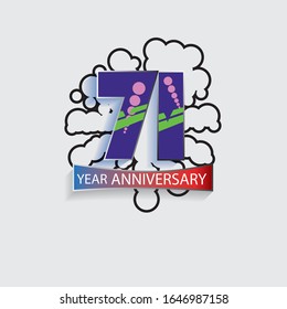71 Year Anniversary Vector Template Design Illustration