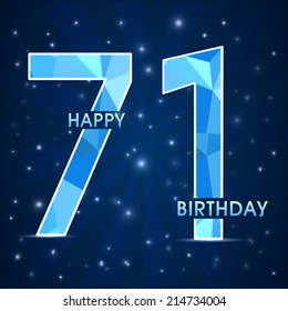 71 year birthday celebration label, 71st anniversary decorative polygon emblem - vector illustration