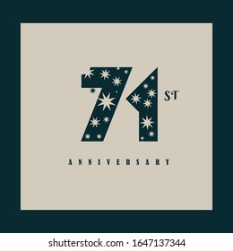 71 years or 71st anniversary logo abstract decorated round bold letters