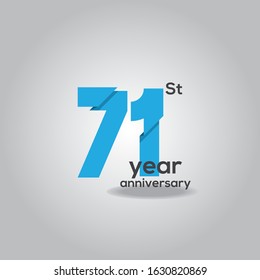 71 Years Anniversary Celebration Blue and White Vector Template Design Illustration