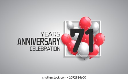 71 years anniversary celebration for company with balloons in square isolated on white background 