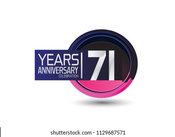 71 years anniversary celebration design with circle purple color isolated on white background. vector illustration for use special celebration event