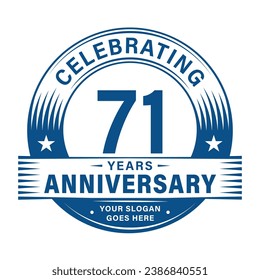 71 years anniversary celebration design template. 71st logo vector illustrations.