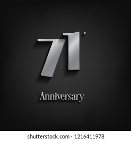 71 years anniversary  celebration. Anniversary logo elegance number and 3D style color and shadow isolated on black background, vector design for celebration, invitation card, and greeting card