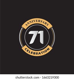 71 Years Anniversary Celebration Logo Vector Template Design 