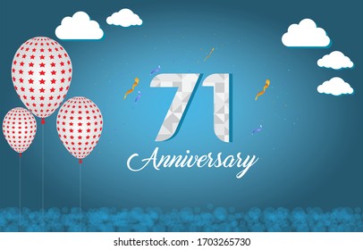 71 years anniversary celebration logo vector template design illustration
