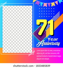 71 years anniversary celebration logo vector template design