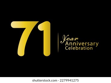 71 years anniversary celebration logotype gold color vector, 71th birthday logo, 71 number, anniversary year banner, anniversary design elements for invitation card and poster. number design vector