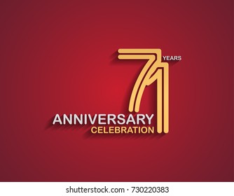 71 years anniversary celebration logotype with linked number gold and silver color isolated on red color. vector anniversary for celebration, invitation card, and greeting card