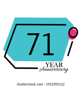 71 Years Anniversary Celebration Number Vector Template Design Illustration