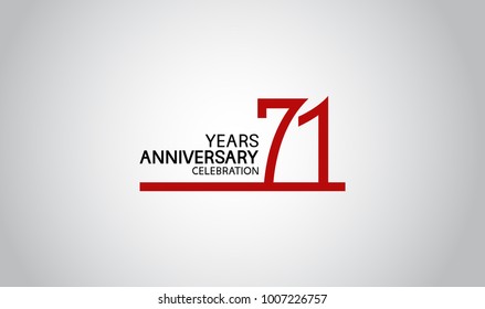 71 years anniversary design with simple line red color isolated on white background for celebration