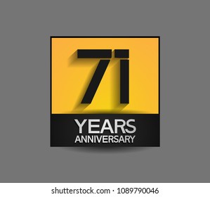 71 years anniversary design square style yellow and black color isolated on gray background for celebration event