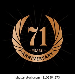 71 years anniversary. Elegant anniversary design. 71 years logo.