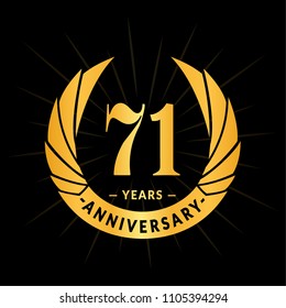 71 years anniversary. Elegant anniversary design. 71 years logo.