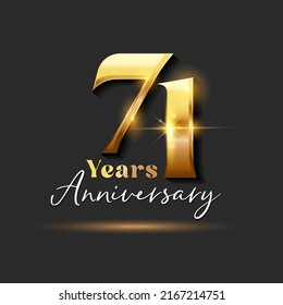 71 years Anniversary Gold Logotype number. Vector Design for Greeting Card and Invitation Card