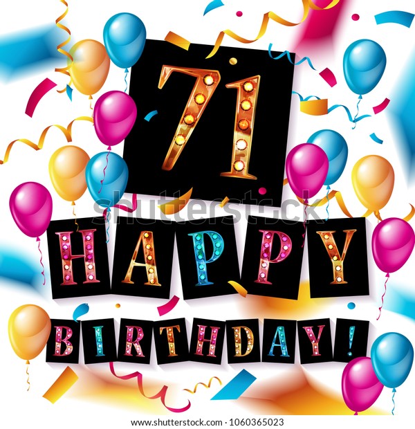 71 Years Anniversary Happy Birthday Joy Stock Vector Royalty Free