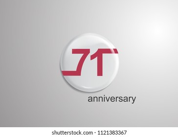 71 Years Anniversary Logo Celebration, red flat design inside 3d white rounded background