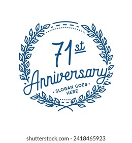71 years anniversary logo collection. 71st years anniversary celebration hand drawn logotype. Vector and illustration.