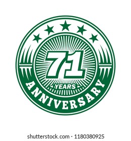 71 years anniversary. Anniversary logo design. Vector and illustration.