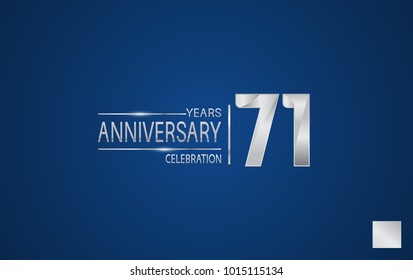 71 years anniversary logo with elegance silver color isolated on blue background for celebration event