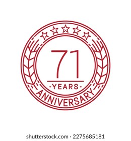 Plantilla de logotipo de 71 años. 71ª línea de arte vector e ilustración.