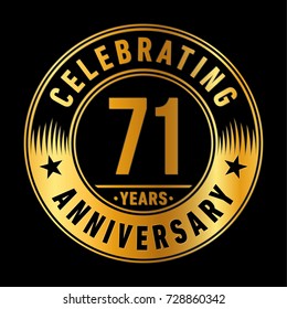 71 years anniversary logo. Vector and illustration.