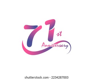 71 years anniversary logotype. 71st Anniversary template design for Creative poster, flyer, leaflet, invitation card