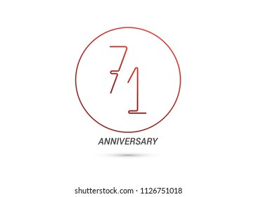 71 Years Anniversary logotype with rounded and simple red colored font numbers isolated on white background for company celebration event, birthday