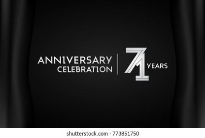 71 Years Anniversary Logotype with   Silver Multi Linear Number Isolated on Dark Background