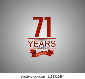 71 years anniversary logotype simple design with red ribbon for celebration purpose