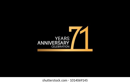 71 years anniversary logotype with single line golden and silver color for celebration 