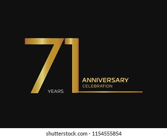 71 years anniversary logotype with single line golden and silver color for celebration
