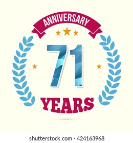 71 Years Anniversary with Low Poly Design and Laurel Ornaments