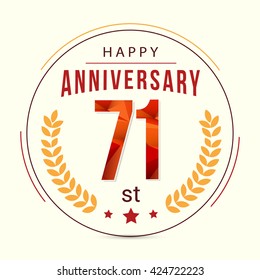 71 Years Anniversary with Low Poly Design and Laurel Ornaments