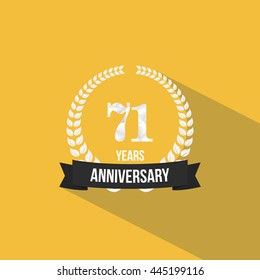 71 Years Anniversary with Low Poly Design and Laurel Ornaments