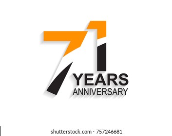 71 years anniversary simple design with white slash in orange and black number for celebration event