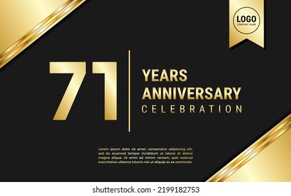 71 Years Anniversary template design. Golden Anniversary Celebration, vector illustration.