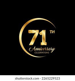 71 years anniversary. Anniversary template design concept with golden number , design for event, invitation card, greeting card, banner, poster, flyer, book cover and print. Vector Eps10