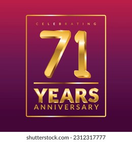 71 years anniversary vector banner template.birthday celebration banner with Golden numbers