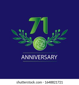 71 Years anniversary. Vector design greeting card with decorative floral for celebration
