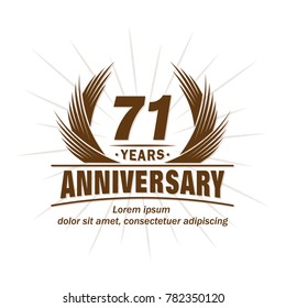 71 years design template. Anniversary vector and illustration template.