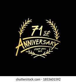 Plantilla de diseño de 71 años. Vector e ilustración. Logo de los 71 años.