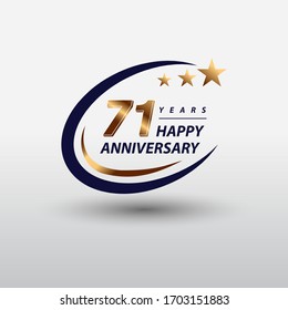 71 years golden happy anniversary logo celebration vector graphic