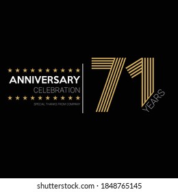 71 years old celebrating logo. happy anniversary 71th. Greetings celebrates.